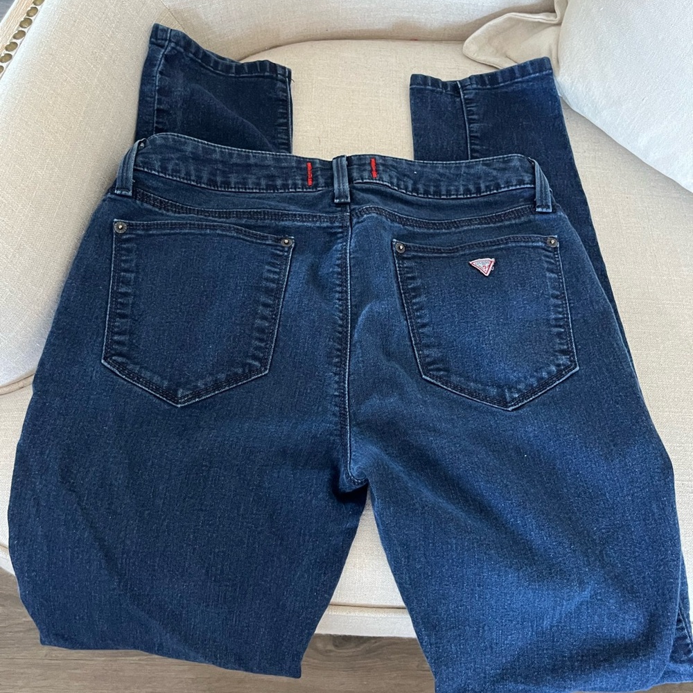 Guess Dark Blue High-Rise Straight Jeans